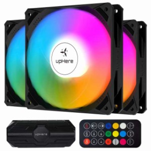 Novonest ARGB PCケースファン 120mm 静音 高性能 6PINコネクタ リモコン付 冷却ファン rgb ファン ファンハブ付き 黒枠 ledファン 3本1