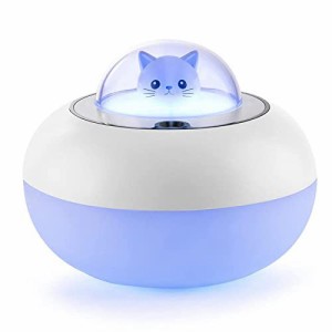 加湿器 猫,加湿器付きナイトライト、ライト付きUSB小型加湿器、かわいい猫とペットの寝室用加湿器、7色のナイトライト、静音ミニコールド