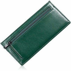 【送料無料】ムラ ゴートレザー メンズ スキミング防止機能付き 緑の財布 薄型 長財布 (グリーン)