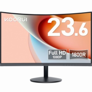 KOORUI モニター 24 インチ 湾曲モニター 1080P 曲面モニター VA非光沢・1800R曲面 /60 HZ/VGA/HDMI/sRGB/傾き調整 湾曲 ゲーミングモニ