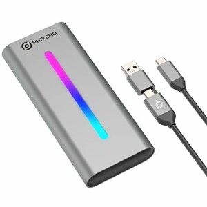 PHIXERO M.2 SSD 外付けケース、RGB 付き M.2 SSD ケース、USB 3.2 Gen 2 10Gbps、アルミニウム合金 NVMe ケース サポート UASP トリム