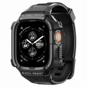 Spigen Apple Watch バンド 一体型 Apple Watch Ultra ケース カバー 耐衝撃 PC TPU 二重構造 スポーツバンド 落下 衝撃 吸収 耐久性 傷