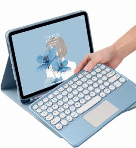 タッチパッド付き iPad 第10世代 2022 キーボード ケース 分離式 iPad 10.9インチ 2022 カバー キーボード付き 丸いキー カラフル ペンホ