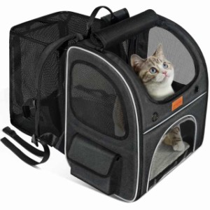 猫 キャリー バッグ Morpilot 四面拡張可能 2WAY リュック ペットハウス キャリー 中・大型猫用・小型犬・うさぎ用 シートベルト固定可能