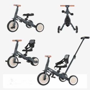 BTM 子供用三輪車 5in1 ベビーカー バイク 三輪車のりもの ランニング 超軽量 押し棒付き ハンドル調整可能 自転車 おもちゃ 乗用玩具 組