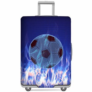 GANNEPIE スーツケースカバー洗える旅行荷物保護器サッカープリントスーツケースカバー、22〜25インチ用