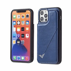 【 Antimam 】背面カード 手帳型ケース i Phone 12 PRO (6.1インチ) 対応 APPLE スマホバック？カバー（ネイビーブルー）手作り お洒落シ