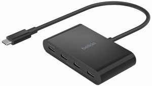 Belkin Connect? USB-C to 4ポートUSB-Cハブ(4-in-1) 100W PD タイプCポート10Gbps 超高速データ転送 FRS技術搭載 データ破損防止 全ポー