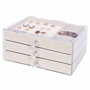 【送料無料】yazi ジュエリー収納ボックス 宝石箱 3段 引き出し式 透明アクセサリーケース 可愛い ジュエリーディスプレイストレージ 仕