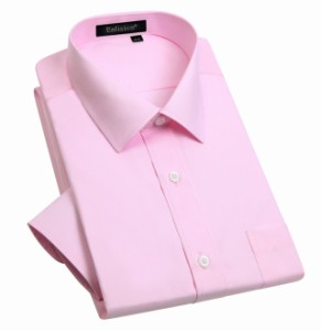 【送料無料】ワイシャツ 長袖メンズ yシャツ ピンク ビジネスノーアイロンストレッチ 超速乾 おしゃれ シャツ スーツ ワイシャツamazon 