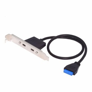 cablecc 5Gbps 19/20ピン USB3.0 マザーボード デュアルポート USB-C Type-C メス PCI-E バックパネルケーブル 50cm