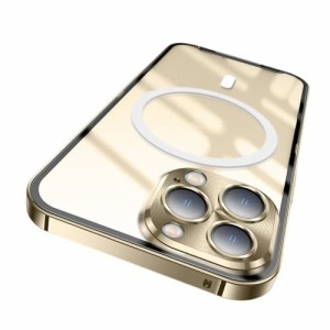 i Phone 15 Pro クリアケース 金属 アルミニウムバンパー Magsafe対応 カメラ保護 透明 アイフォン15プロ カバー 6.1インチ 背面 マグネ