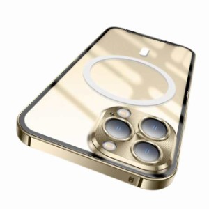 i Phone 15 クリアケース 金属 アルミニウムバンパー Magsafe対応 カメラ保護 透明 アイフォン15 カバー 6.1インチ 背面 マグネット 保護