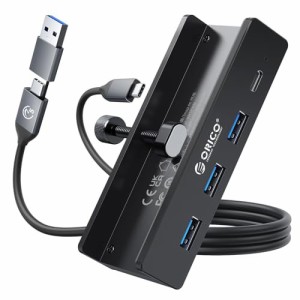 ORICO USB C ハブ クランプ 固定 usb hub 3.0 4ポート 5Gbps高速転送 USB-C 給電ポート付き（5V/3A） バスパワー/セルフパワー両対応 2-I