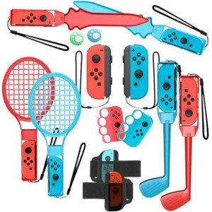 Elnicec Switch Sports用アクセサリー(ニンテンドースイッチスポーツ対応)【2024年新登場-14in1】Joy-Conグリップ用アクセサリ 体感ゲー