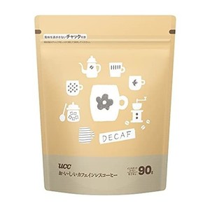 UCC おいしいカフェインレスコーヒーインスタントコーヒー 袋 90G 【詰め替え】【デカフェ】【ノンカフェイン】【EC限定】