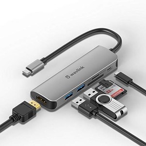 WAVLINK USBハブ/ミニドッキングステーション/4K HDMI出力/PD 65W充電/6-IN-1（2XUSB3.0/1XHDMI/1XTYPE C (充電)1XSD/1XMICRO SD カード