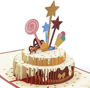 バースデーカード 立体 3Dケーキ お誕生日おめでとうカードをポップアップ 誕生日メッセージカード手作りギフト 親戚、恋人、両親、教師