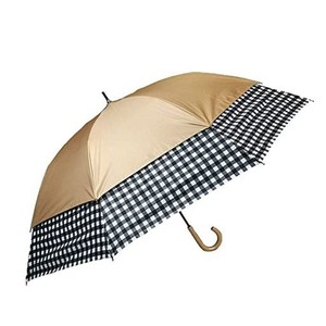 晴雨兼用傘 トランスフォーム傘 [ギンガムチェック/ベージュ / 45cm〜60cm ] 遮光率99.99% 日傘 雨傘 27020
