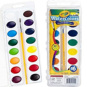 クレヨラ (CRAYOLA) パレット絵の具 16色 筆付き 水で簡単に落とせる 530555 正規品