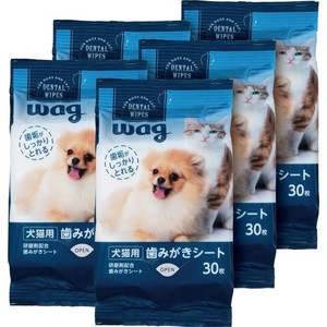 [AMAZONブランド] WAG 犬猫用 研磨剤配合 歯みがきシート 30枚×5個パック