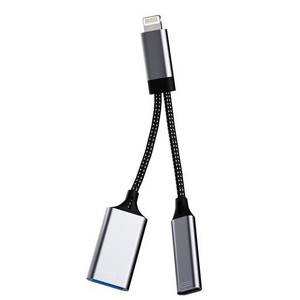USB変換アダプタIPHONE LIGHTNING に USB3.0 OTG同時きゅうそく充電二股アダプターアップル ライトニングUSB-Aカメラ データ移行バックア