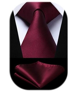 [ENLISION] 赤 ネクタイ ポケットチーフ メンズ 無地 ネクタイ ビジネス ネクタイ ブランド 高級 礼服用 ネクタイ 大人用 BY