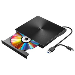 ENHAU DVDドライブ 外付け 【進化バージョン USB3.0】 ポータブルドライブ CD/DVDプレイヤー TYPEC/USBポート 静音 高速 軽量 スリム コ