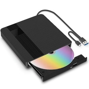 TOPERSUN DVD/CDドライブ外付け 外付けDVD・CDドライブ 静音 コンパクト ポータブルドライブ DVD/CDプレイヤー TYPEC/USB3.0超高速転送・