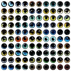 PH PANDAHALL 目柄 ガラスカボション ミックス 100個 図案付き ブルー ラウンド ビーズ クリスタル スクエア ドーム 拡大レンズ効果 ドラ
