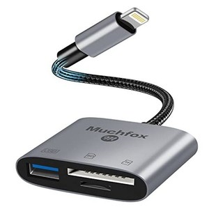 [2023 MFI正規認証品] MUCHFOX IPHONE SD カードリーダー 3 IN 1 LIGHTNING USB 3.0 OTGカメラアダプタ SD/MICRO SDカードリーダー接続