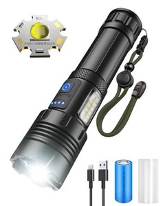 【極高輝・米軍採用モデル】懐中電灯 LED 小型 強力 防災 地震【実用点灯最大16時間/USB充電式/モバイル機能】ハンディライト COBライト