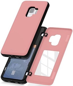 【送料無料】GOOSPERY GALAXY S9 (2018) ケース 背面 カード 収納 マグネット式 バンパー カバー (ピンク) S9-MDB-PNK