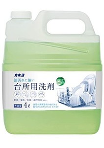 【大容量】 カネヨ石鹸 野菜・食器洗い 台所用洗剤 業務用 4L コック付　日本製　ライムの香り