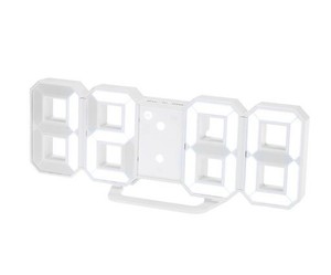 HAOLONG LED 壁掛け デジタル時計 - 3D 立体 WALL ウォール CLOCK アラーム機能付き 置き時計 ホワイト