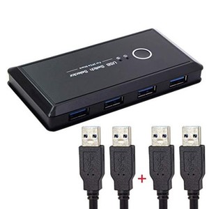 XIWAI KVM USB 2.0 または USB 3.0 スイッチセレクター 2ポート PC 4つのデバイスを共有 キーボードマウススキャナープリンター (USB 3.0