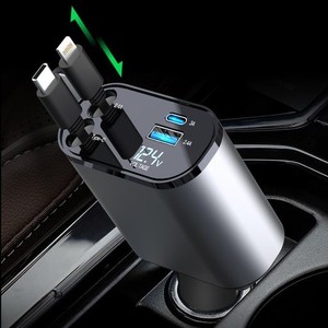 HEMAJUN シガーソケット USB 車 充電器 シガーソケット コンセント USB-C TYPE-C 巻き取り カーチャージャー PD 18W 急速充電 4IN1 車載