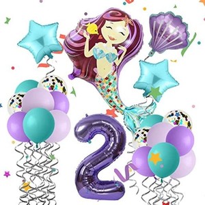 HUAZONTOM 誕生日 バルーン 数字バルーン 誕生日 飾り付け セット マーメイド 数字 大きい 2歳 ハッピー バースデー HAPPY BIRTHDAY プレ