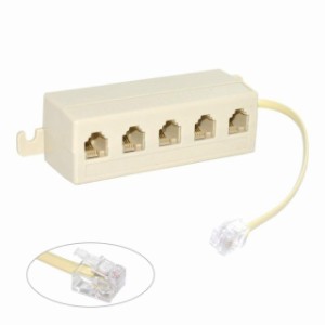 Cablecc 5 Way Outlet 6p4 C rj11 rj12電話電話モジュラージャックスプリッタアダプタベージュ1-in-5-out