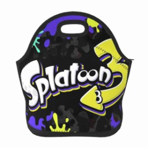 スプラトゥーン ランチバッグ ブラック お弁当箱 保冷 がま口 保温 保冷バッグ ファスナー付き コンパクト お弁当袋 ソフトクーラーバッ