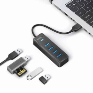 iDsonix USB ハブ ポートUSB hub バスパワー コンパクト ノートPC対応 (Type-A+USB3.0*4(黒))