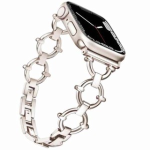 Aniabohoコンパチブル Apple Watch バンド リング型バンド iWatch series 8 7 6 SE 5 4 3 2 1と互換性があり 金属製 女性用 アップルウオ