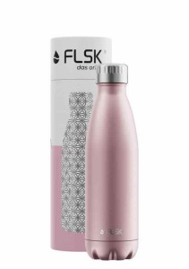 FLSK フラスク 炭酸対応 水筒 真空断熱 ドイツ ステンレスボトル 保温 保冷 炭酸OK 魔法瓶 直飲み ギフト (500ml, ローズゴールド)