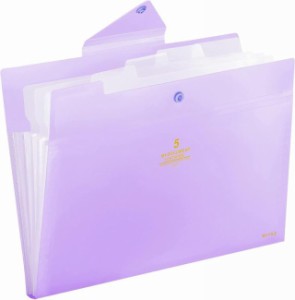 SKYDUE 5ポケットゼリー色 ドキュメントファイル 書類収納ボックス ファイルケース A4 スナップ式 防水 ポケットバッグ 書類整理 分類収
