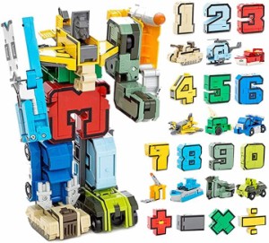 変形ロボットおもちゃ 組み立てモデルDIY学習 0-9算数足し算 引き算 掛け算 割り算 分解おもちゃ 立体パズル