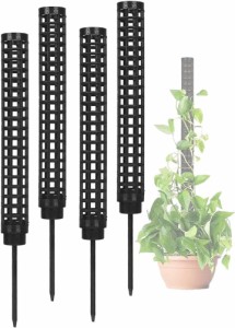 モスポール 支柱 4本セット 連結可 観葉植物 プラスチック ブラック( Black)