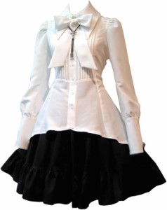シャツドレス コスプレ ロリータファッション( A/ホワイト,  L)