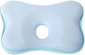 ベビー枕 赤ちゃん枕 クッション コットン 綿 100％ 向き癖 改善 対策 防止 新生児 MDM( ブルー)