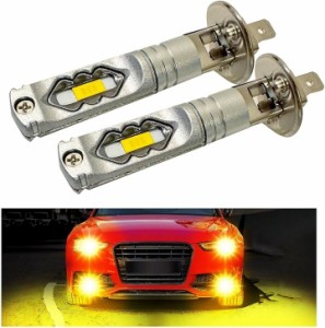 LED H1 フォグランプ ヘッドライト バルブ 車検対応 汎用 12V 72W 7000lm 黄色( イエロー)