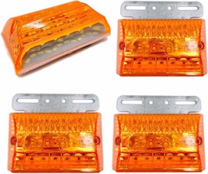 汎用 LED サイド マーカー 24V トラック デコトラ ダウン ライト ランプ 防水( オレンジ4個,  中)